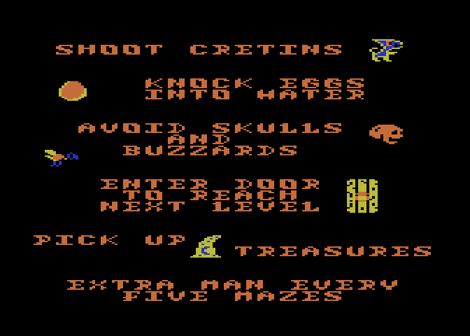Trolls and Tribulations Atari 8-bit Screenshot: Here are the objects and characters in the game.