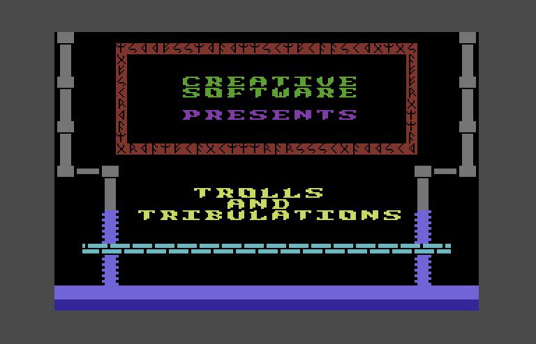 Trolls and Tribulations Commodore 64 Screenshot: Title screen.