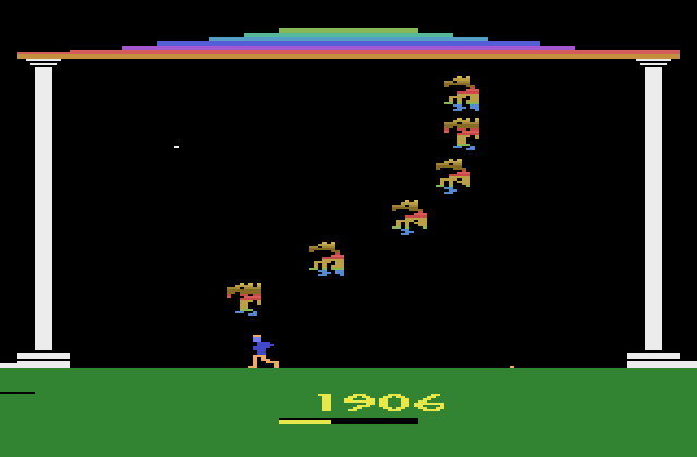 No Escape! Atari 2600 Screenshot: More attackers appear, running away!