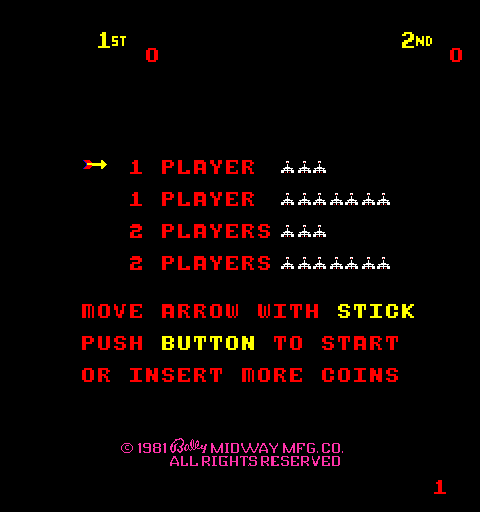 Solar Fox Arcade Screenshot: Select game option.