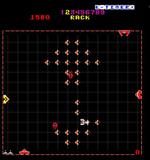 Solar Fox Arcade Screenshot: Each level has a different layout.