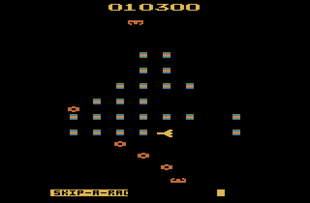 Solar Fox Atari 2600 Screenshot: On to rack 4...