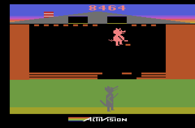 Oink! Atari 2600 Screenshot: Dropping bricks into place...
