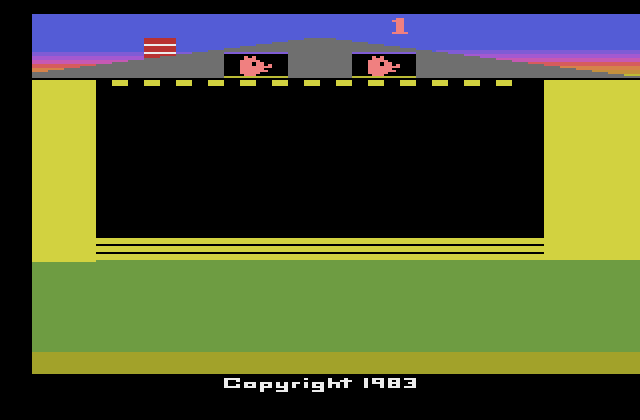 Oink! Atari 2600 Screenshot: Starting screen; select a game option then begin!