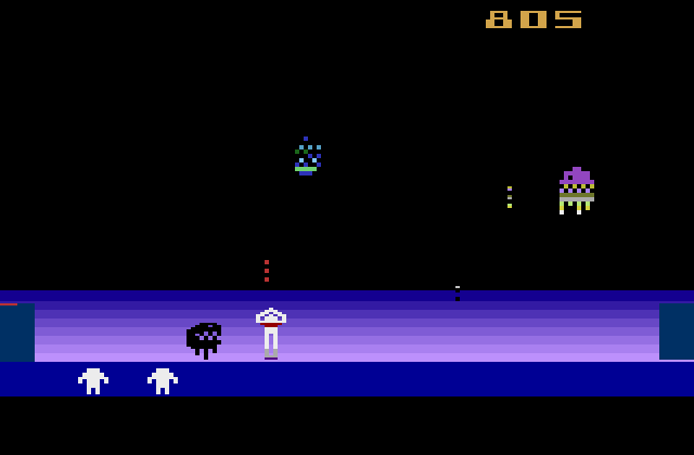 Space Cavern Atari 2600 Screenshot: One opponent shot, more to go...