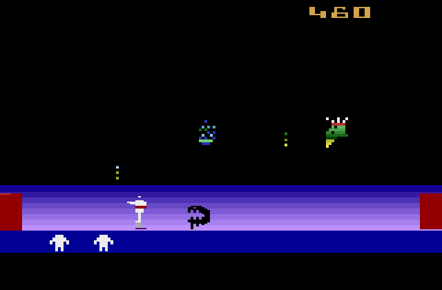 Space Cavern Atari 2600 Screenshot: Another creature on the ground approaching...
