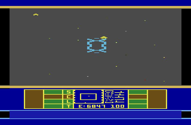 Phaser Patrol Atari 2600 Screenshot: Multiple opponents attack...almost have one of them targeted.