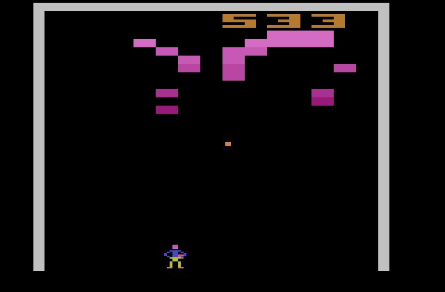 Fireball Atari 2600 Screenshot: Almost all of the bricks are gone!