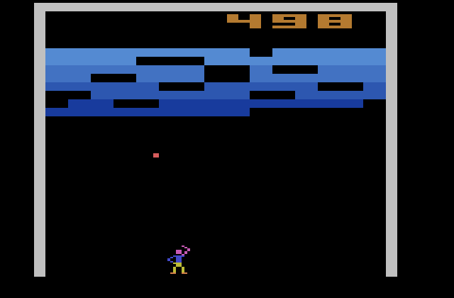 Fireball Atari 2600 Screenshot: On the second round the block color changes to blue.