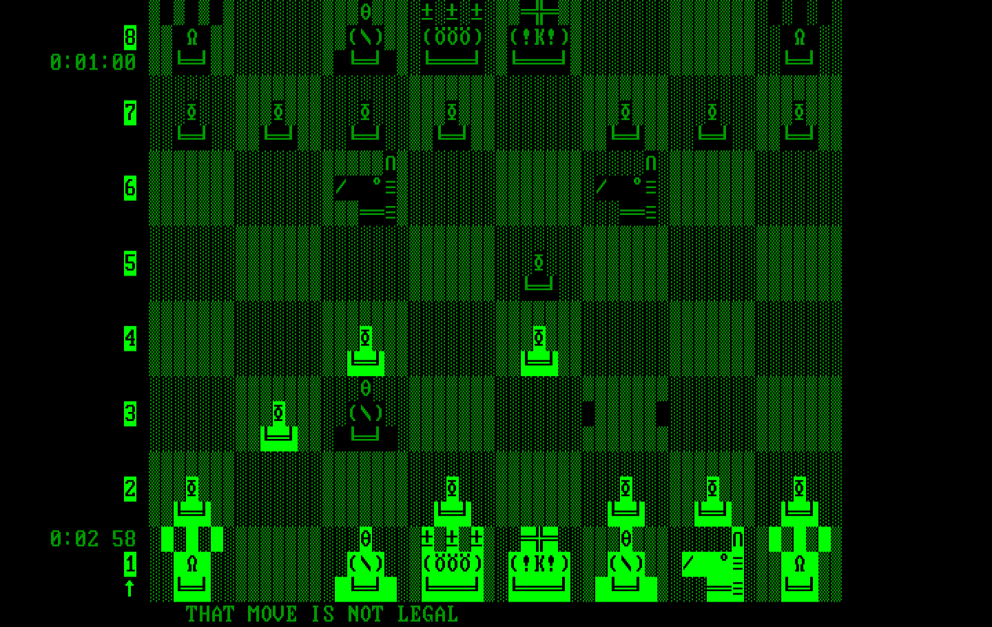 Chess IBM PC/Compatibles Screenshot: That move is not legal!