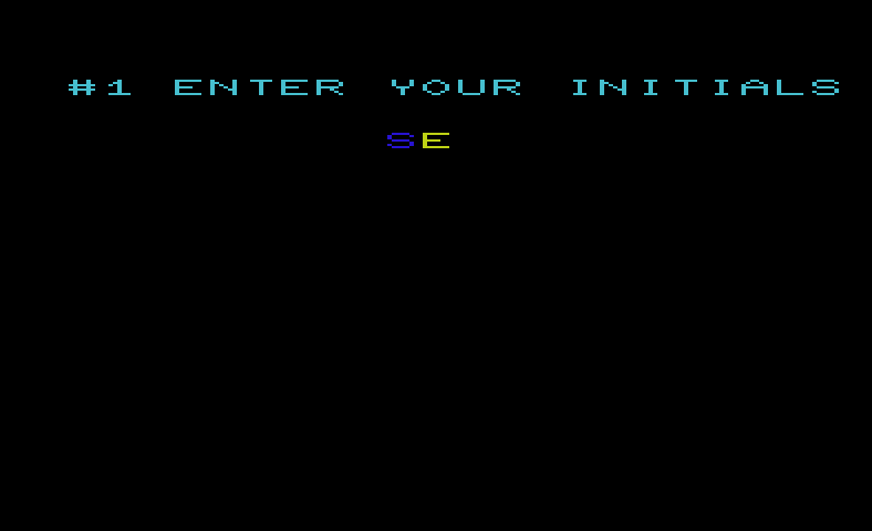 Cylon Zap Commodore VIC-20 Screenshot: Game over; enter your initials...