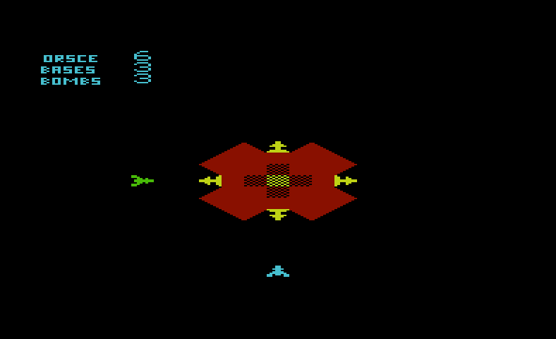 Cylon Zap Commodore VIC-20 Screenshot: Quick, blast the incoming Cylons!