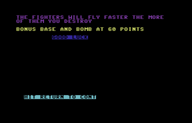 Cylon Zap Commodore 64 Screenshot: Game instructions, part 2.