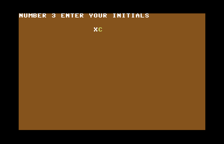 Cylon Zap Commodore 64 Screenshot: Game over, enter your initials...