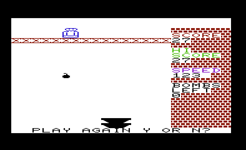 Kablam! Commodore VIC-20 Screenshot: Game over, try again?