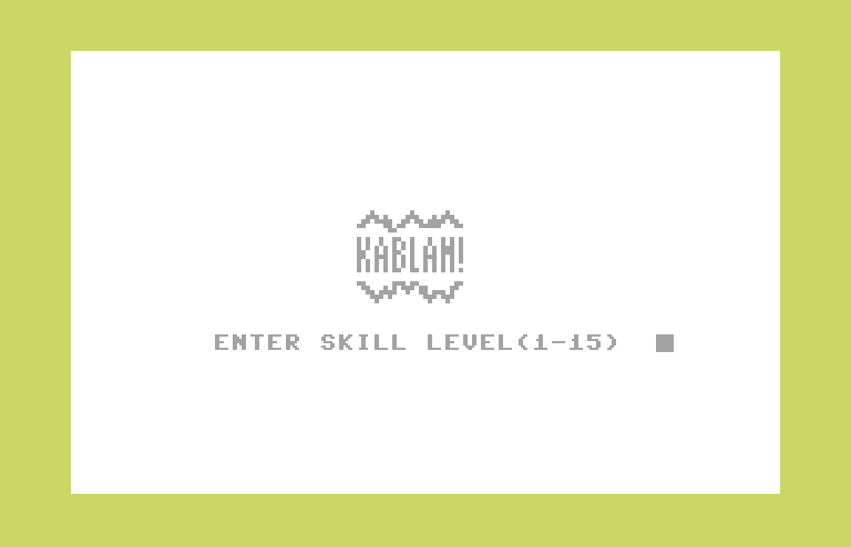 Kablam! Commodore 64 Screenshot: Select a skill level...