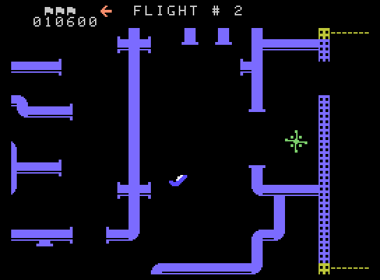 Looping ColecoVision Screenshot: Blast this opponent to sneak through the narrow opening...