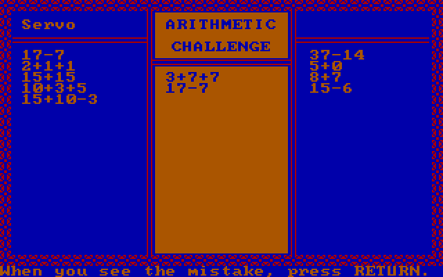 Discover Numbers IBM PC/Compatibles Screenshot: Wrong response; do you see the mistake?