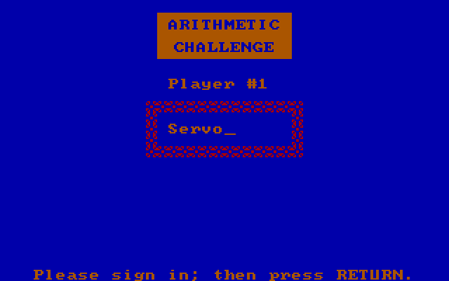 Discover Numbers IBM PC/Compatibles Screenshot: Enter the player names...