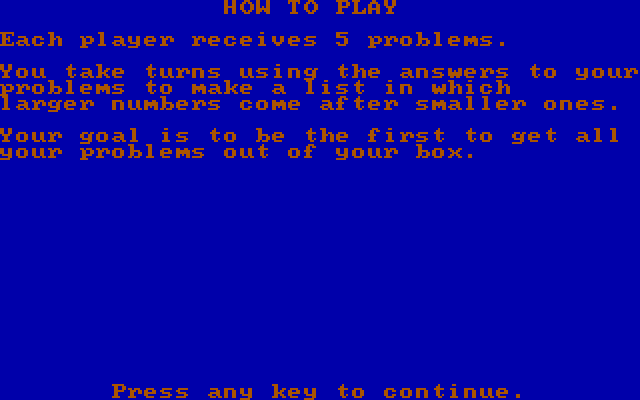 Discover Numbers IBM PC/Compatibles Screenshot: How to play, part 1...