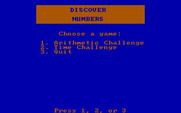 Discover Numbers for IBM PC/Compatibles - The main menu.