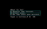 Fact Track for IBM PC/Compatibles - Repeat the lesson, or start over?