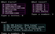Fact Track for IBM PC/Compatibles - Selecting options for a new game.