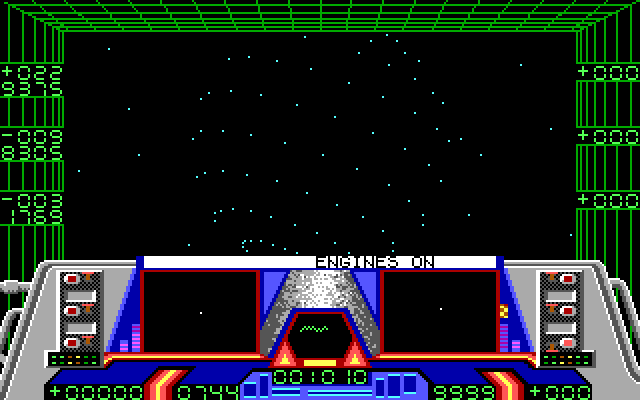 Enterprise IBM PC/Compatibles Screenshot: Game start above the surface of a planet.