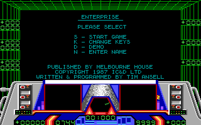 Enterprise IBM PC/Compatibles Screenshot: Title screen and main menu.