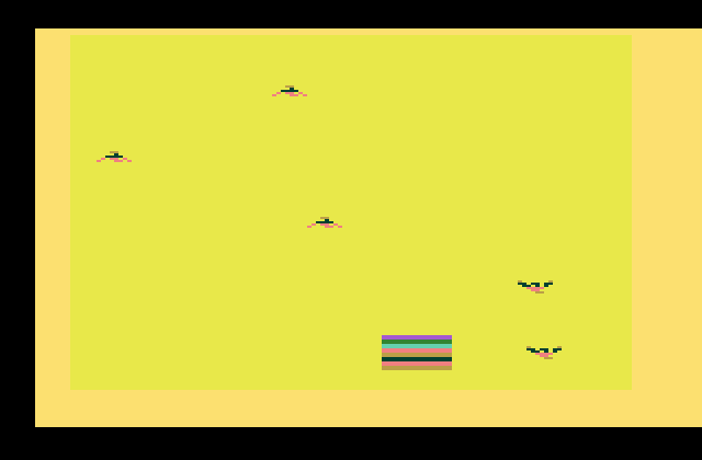 Swordquest: FireWorld Atari 2600 Screenshot: Flaming firebirds appear!