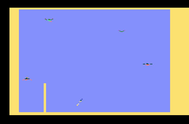 Swordquest: FireWorld Atari 2600 Screenshot: Avoid the jawing salamanders!