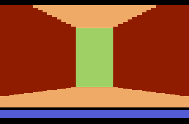 Swordquest: FireWorld Atari 2600 Screenshot: Walking through a doorway.