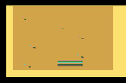 Swordquest: FireWorld for Atari 2600 - Guide the knives into the pit in the middle of the screen.