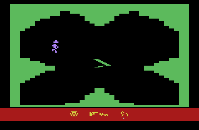 Raiders of the Lost Ark Atari 2600 Screenshot: I found a timepiece here at the temple entrance.