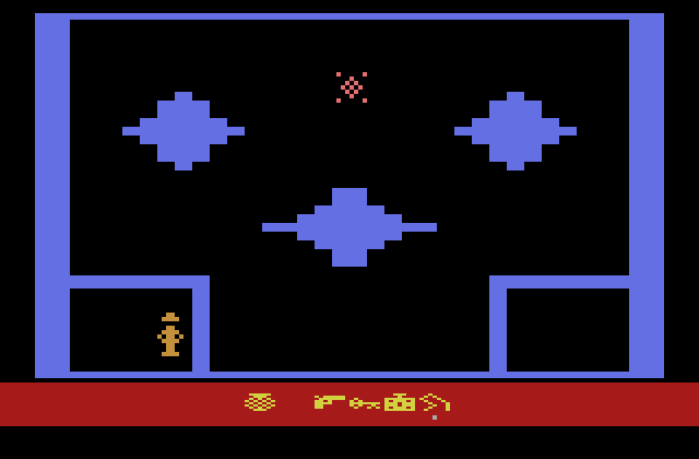 Raiders of the Lost Ark Atari 2600 Screenshot: Trapped in a dungeon! There must be a way out...