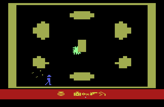 Raiders of the Lost Ark Atari 2600 Screenshot: In the spider room...running from dangerous flies and a huge spider!
