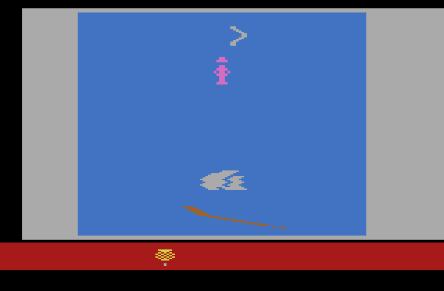 Raiders of the Lost Ark Atari 2600 Screenshot: The game begins here...watch out for snakes!