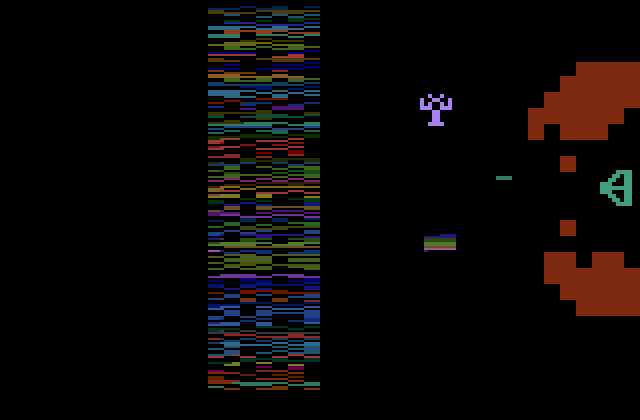 Yars' Revenge Atari 2600 Screenshot: Attempting to destroy the target...