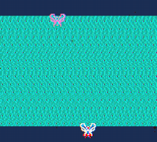 Yars' Revenge Game Boy Color Screenshot: Target destroyed! The screen flashes different colors...