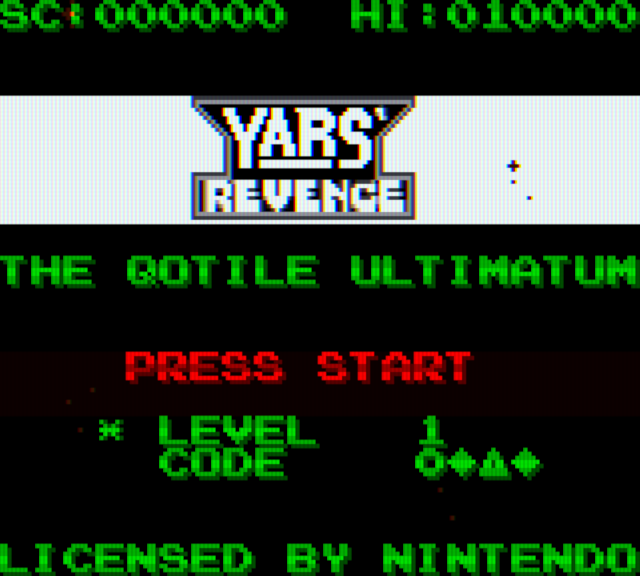 Yars' Revenge Game Boy Color Screenshot: Main menu.