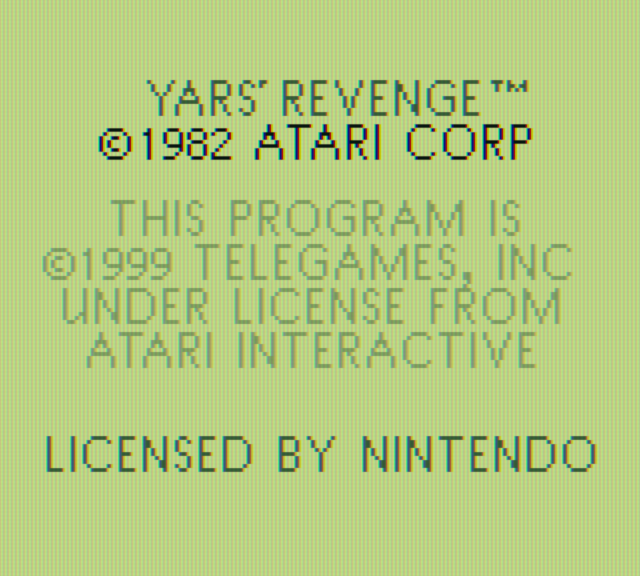 Yars' Revenge Game Boy Color Screenshot: Copyright screen.