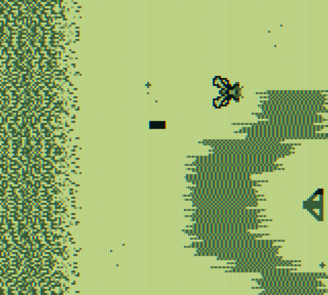 Yars' Revenge Game Boy Color Screenshot: Slowly breaking through the shield.
