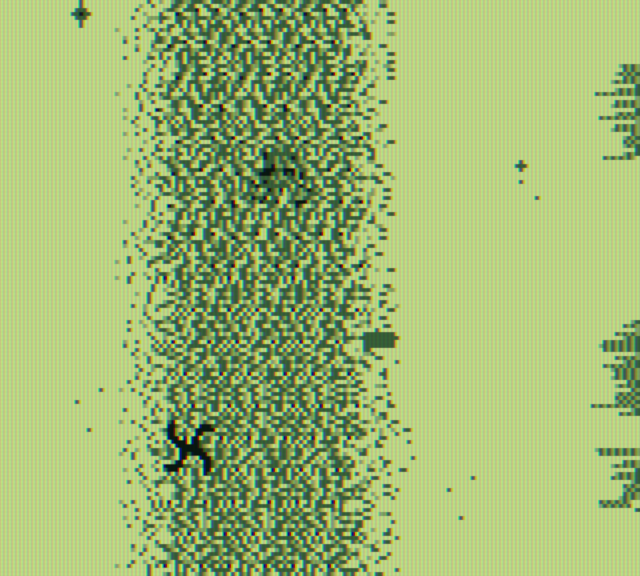 Yars' Revenge Game Boy Color Screenshot: Hiding in the neutral zone as the swirl flies by...
