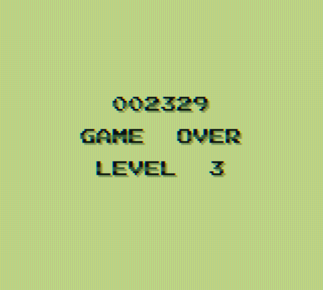 Yars' Revenge Game Boy Color Screenshot: Game over.