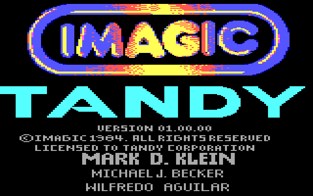 Touchdown Football IBM PC/Compatibles Screenshot: Company logos / credits (Tandy 1000 version).