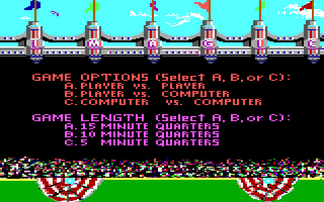 Touchdown Football IBM PC/Compatibles Screenshot: Game length?