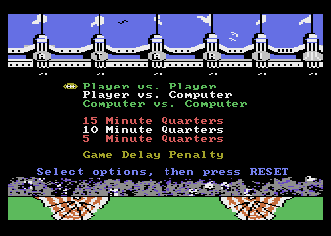 Touchdown Football Atari 7800 Screenshot: Select a few game options before you begin.