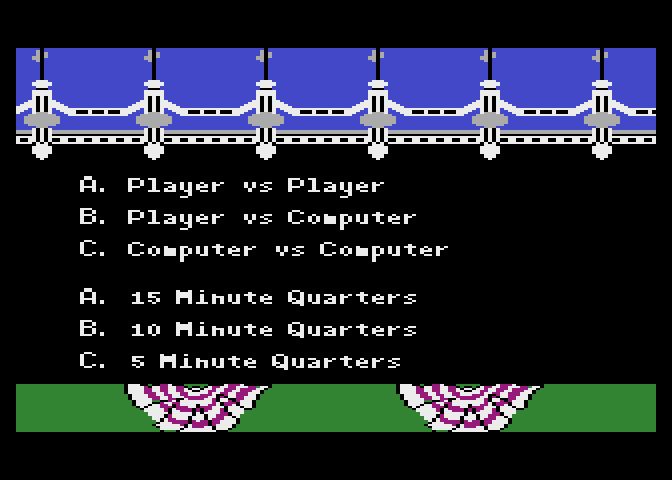 Touchdown Football Atari 8-bit Screenshot: Choose some game options...