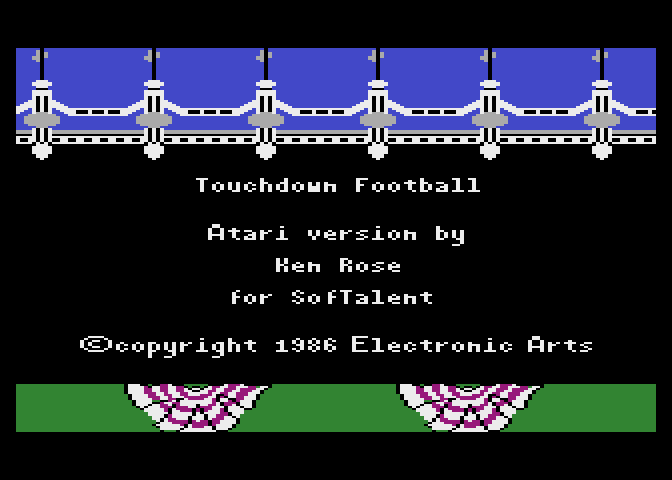 Touchdown Football Atari 8-bit Screenshot: Credits screen.