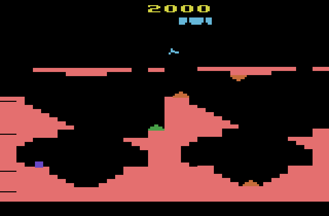 Gravitar Atari 2600 Screenshot: Some planets are trickier than others...